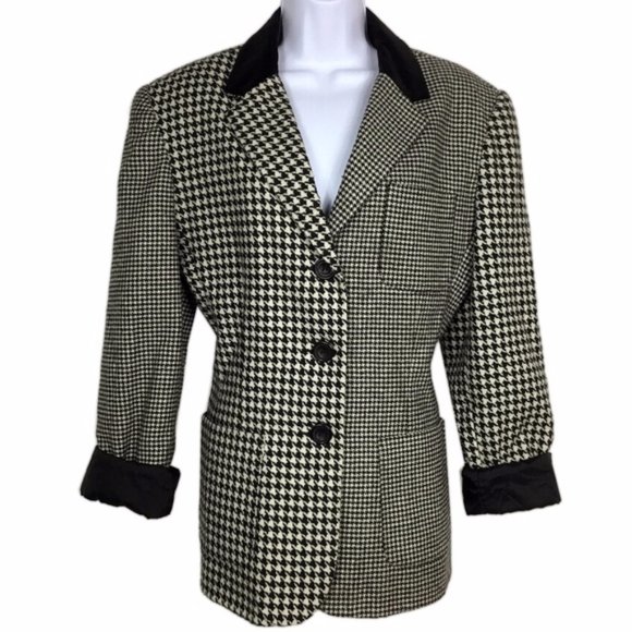 Vintage Preppy Houndstooth Black and White Jacket - Picture 2 of 8